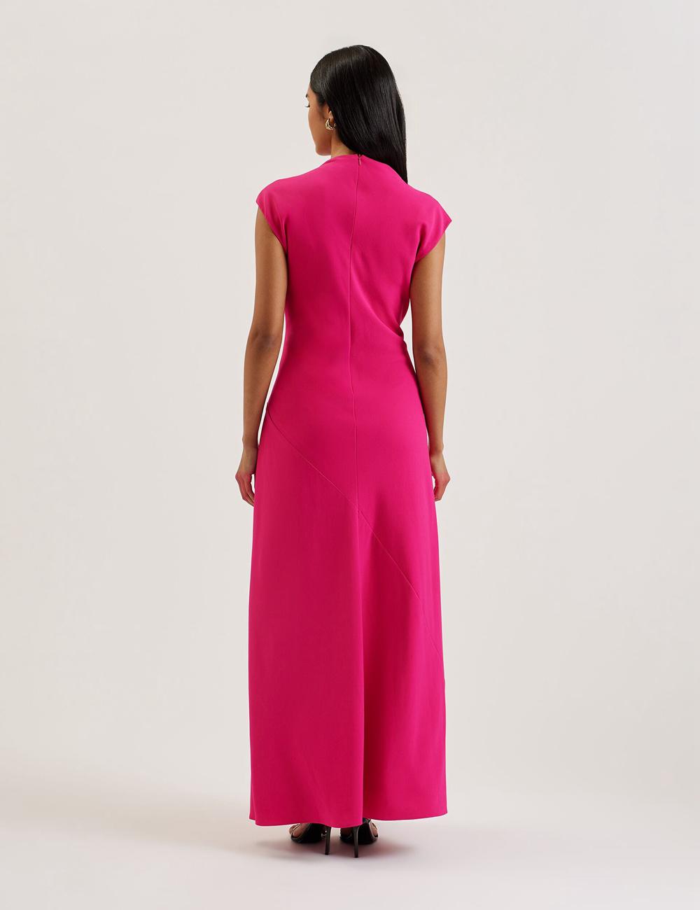Women Ted Baker EREAS - Drape Neckline Cap Sleeve Maxi Dresses Pink | India  XIRJ-34918