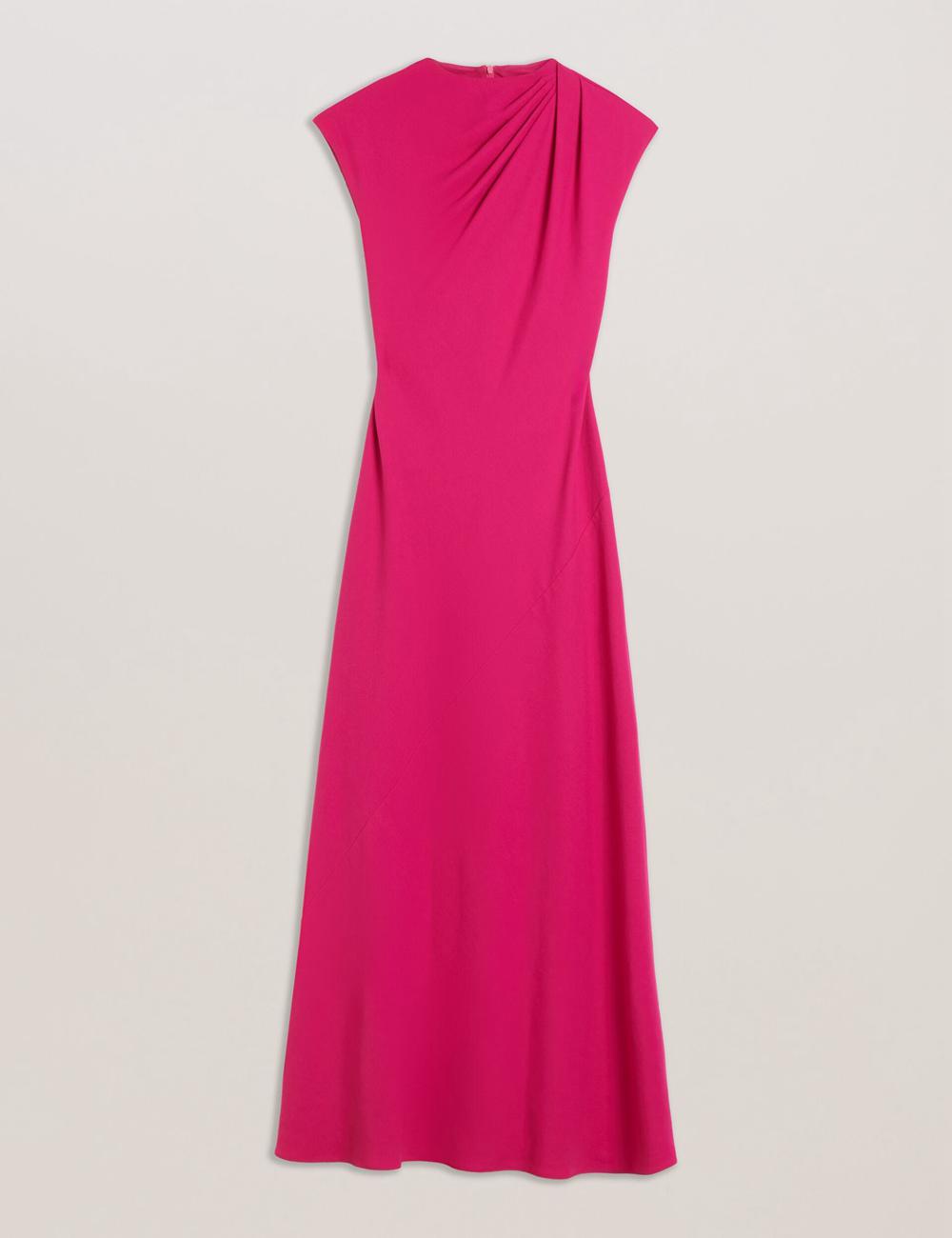 Women Ted Baker EREAS - Drape Neckline Cap Sleeve Maxi Dresses Pink | India  XIRJ-34918