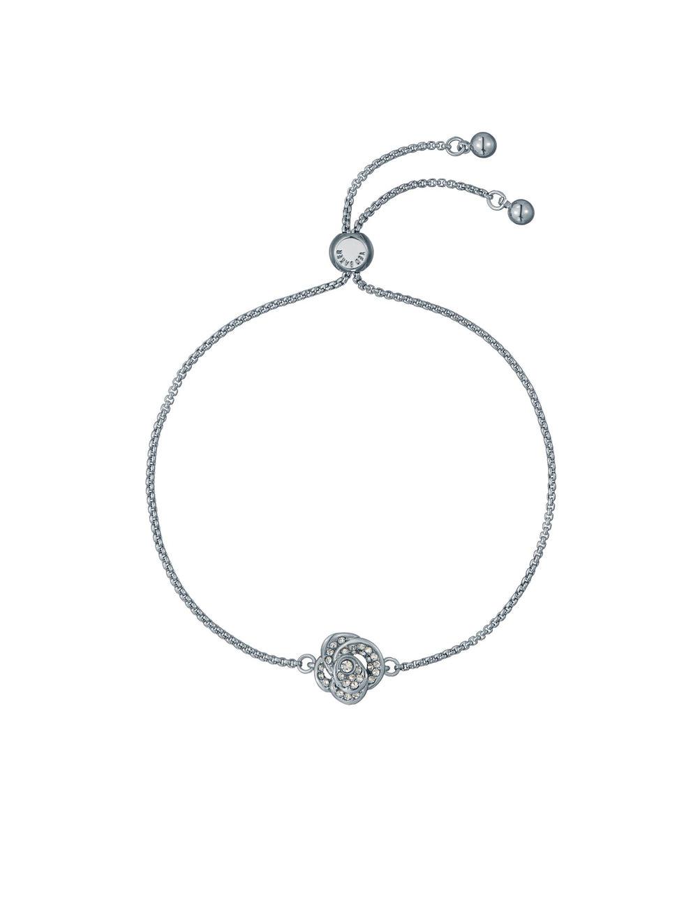Women Ted Baker FLORINA - Crystal Flower Adjustable Slider Bracelets Silver | India  BPWH-13279