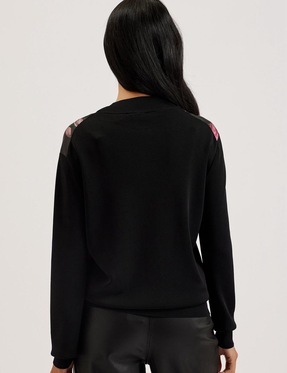 Women Ted Baker GEMHAA - Printed Panel Long Sleeve Cardigans Black | India  HRJC-07891