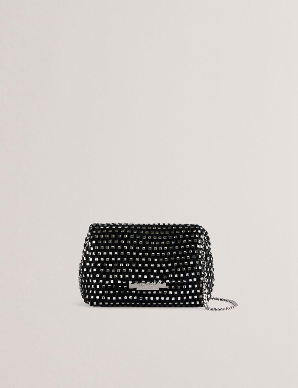 Women Ted Baker GLITSZI - Crystal Cage Mini Crossbody Bags Black | India  SOIP-36548