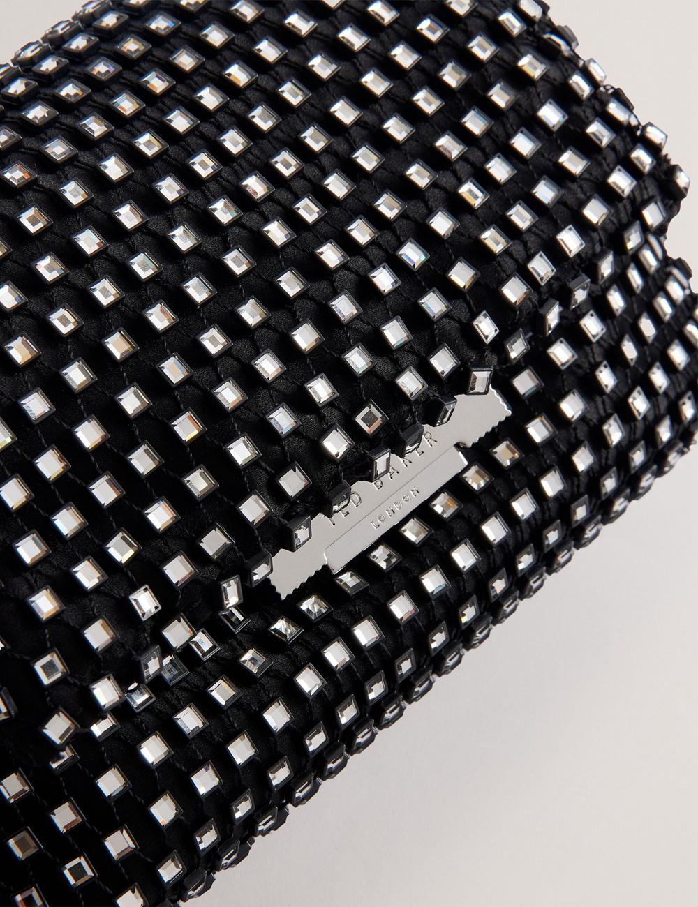 Women Ted Baker GLITSZI - Crystal Cage Mini Crossbody Bags Black | India  SOIP-36548