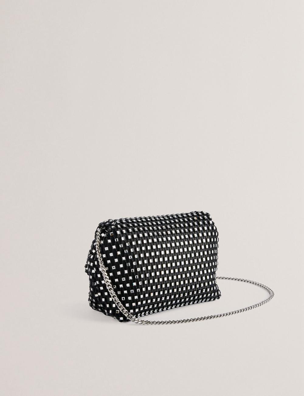 Women Ted Baker GLITSZI - Crystal Cage Mini Crossbody Bags Black | India  SOIP-36548