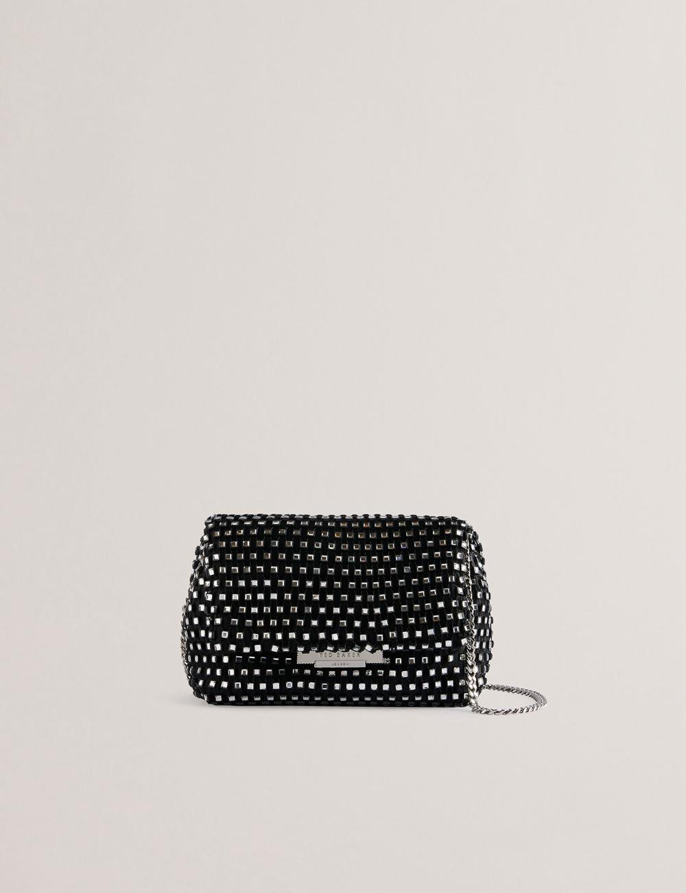 Women Ted Baker GLITSZI - Crystal Cage Mini Crossbody Bags Black | India  SOIP-36548