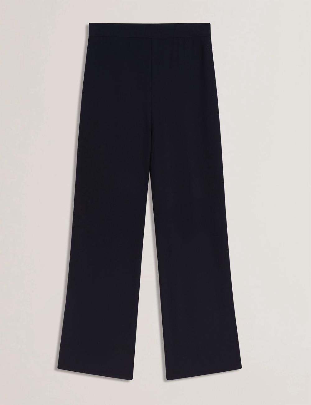Women Ted Baker GORJJA - Piping Detail Wide Leg Crepe Trousers Navy | India  KEGM-91520