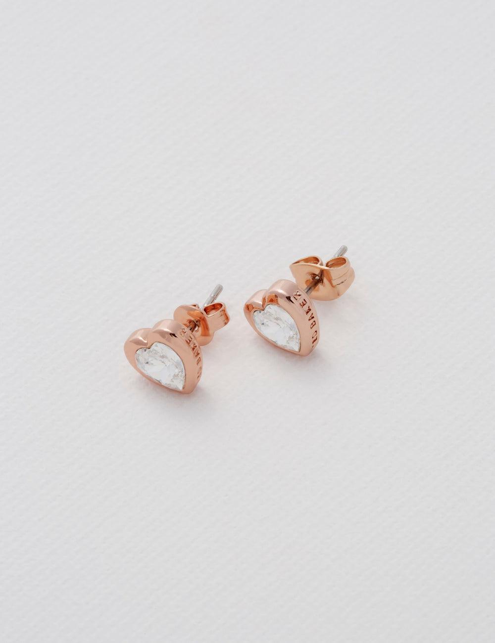 Women Ted Baker HAN - Solitaire Crystal Heart Stud Earrings Gold | India  YRLA-95780