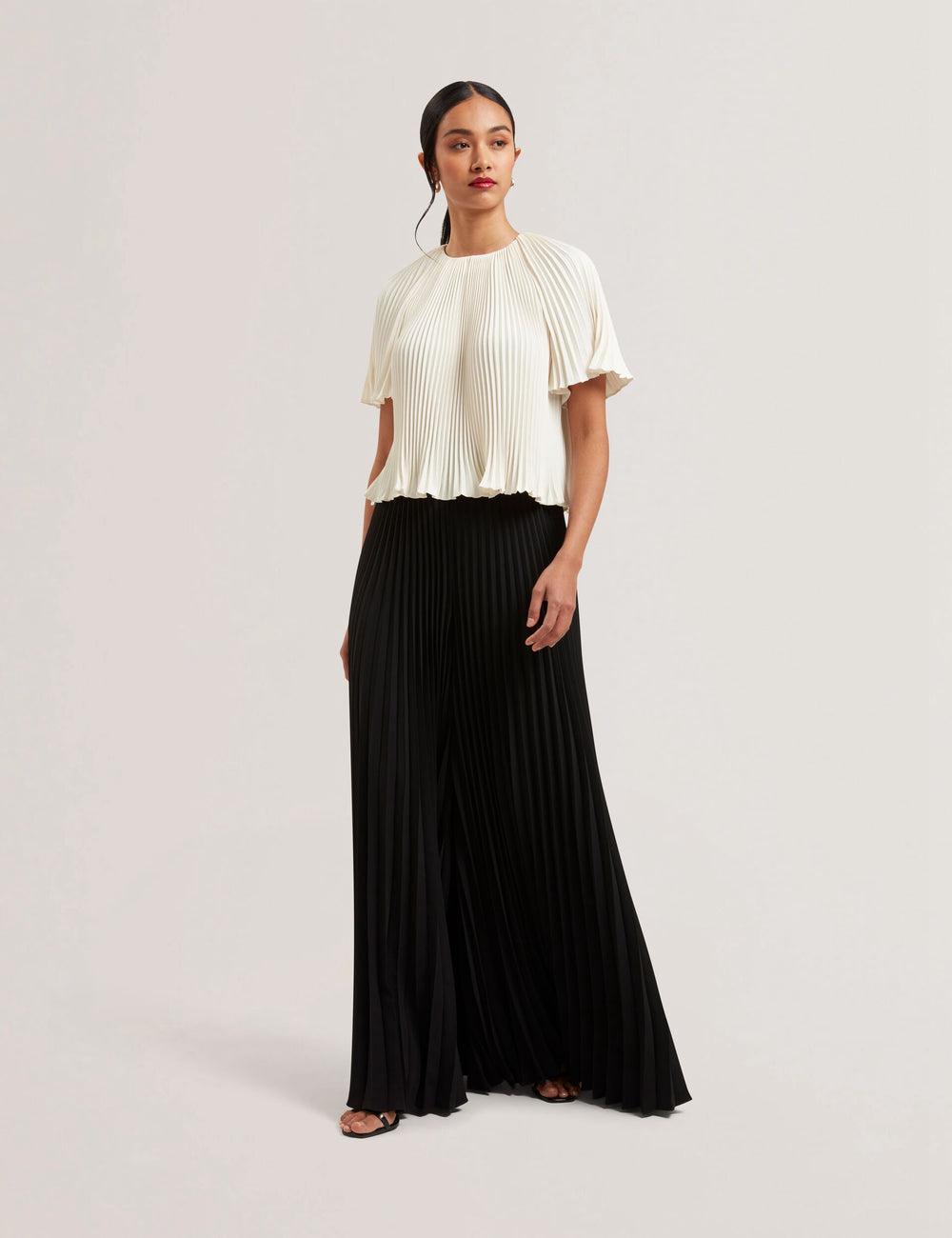 Women Ted Baker HARYX - Pleated Wide Leg Palazzo Trousers Black | India  VGJT-27861