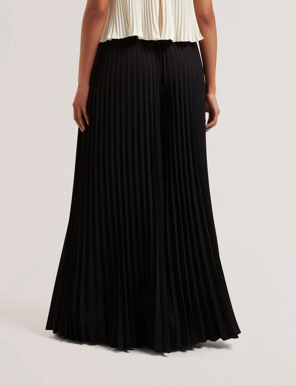 Women Ted Baker HARYX - Pleated Wide Leg Palazzo Trousers Black | India  VGJT-27861