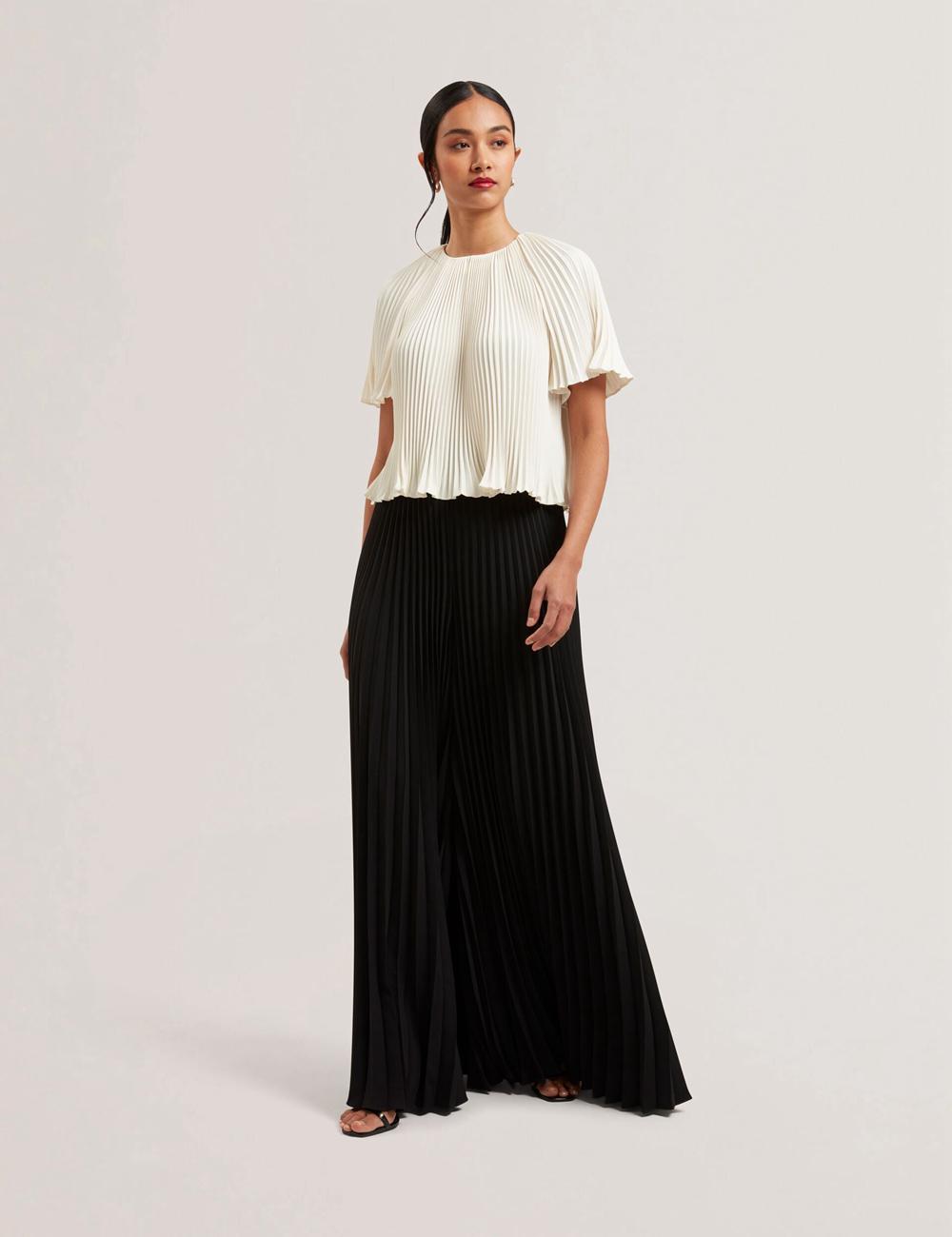 Women Ted Baker HARYX - Pleated Wide Leg Palazzo Trousers Black | India  VGJT-27861