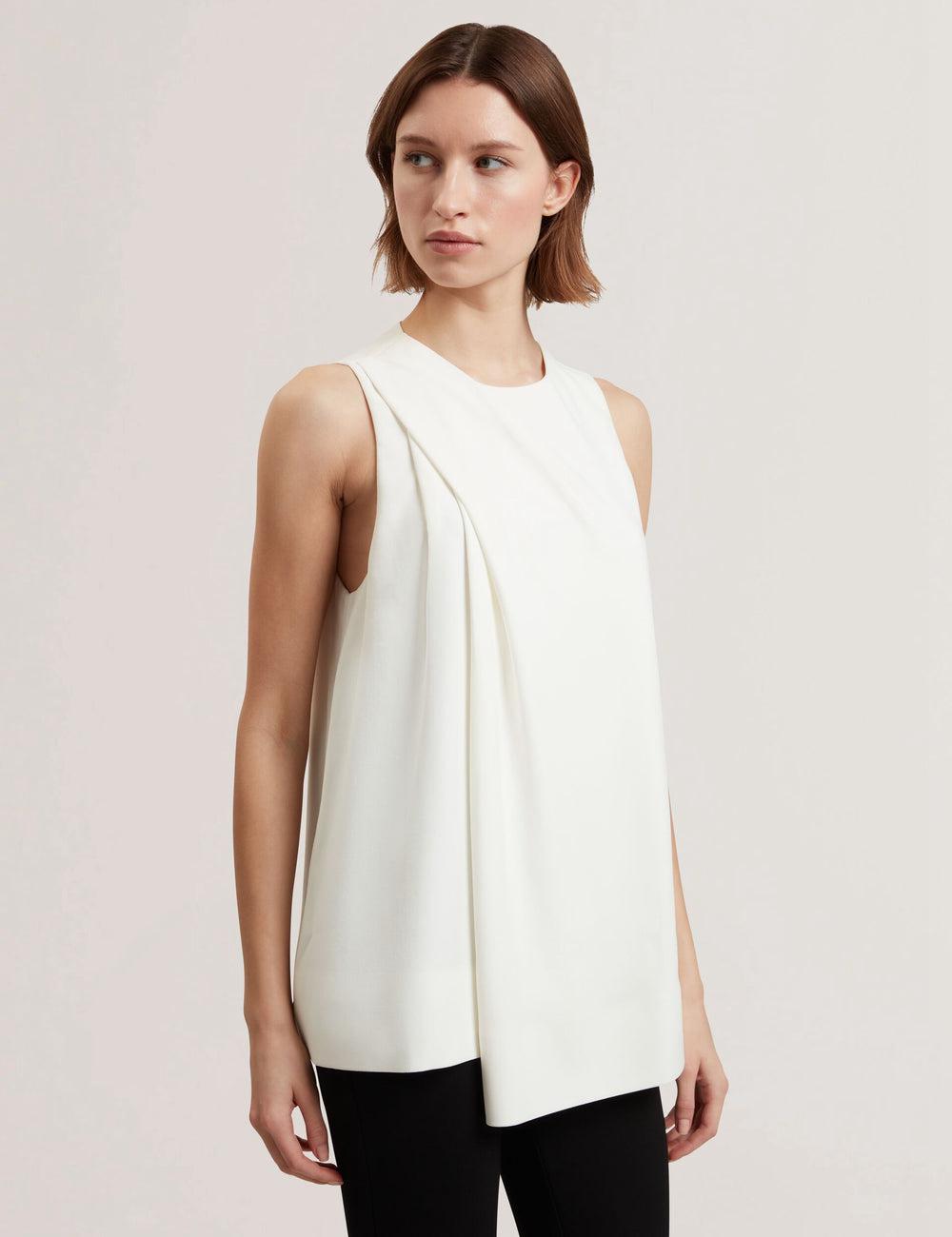 Women Ted Baker ICANA - Draped Front Asymmetric Sleeveless Tops Ivory | India  EZWL-61873