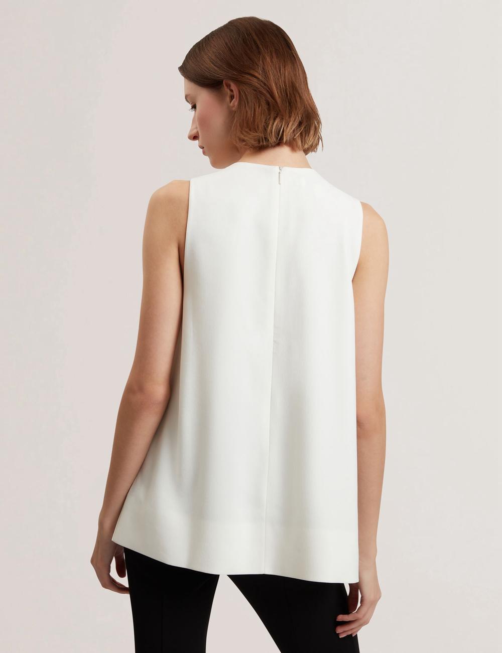 Women Ted Baker ICANA - Draped Front Asymmetric Sleeveless Tops Ivory | India  EZWL-61873