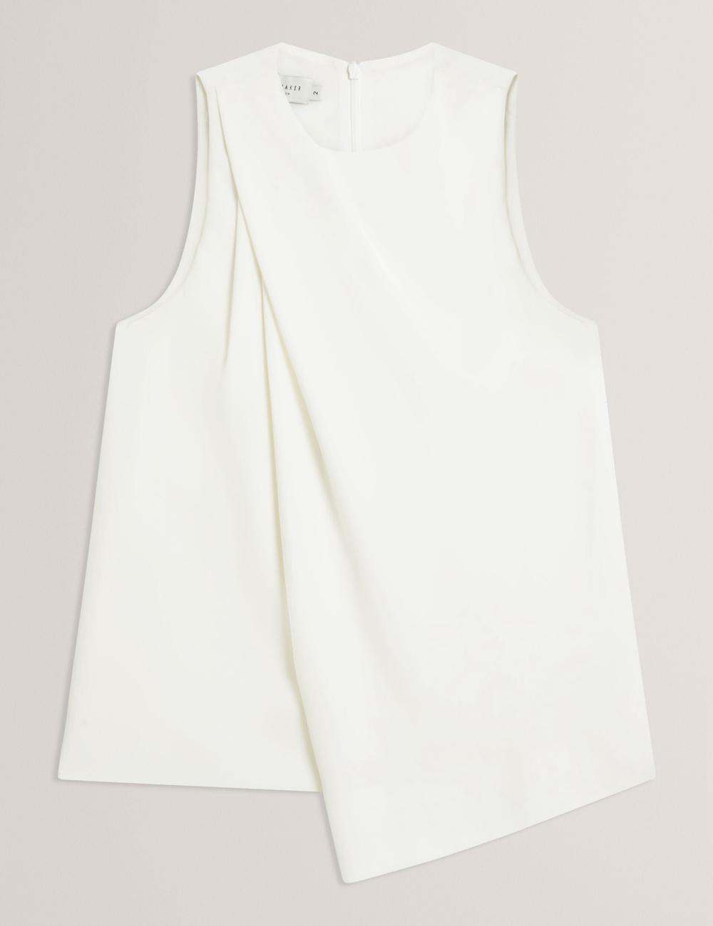 Women Ted Baker ICANA - Draped Front Asymmetric Sleeveless Tops Ivory | India  EZWL-61873