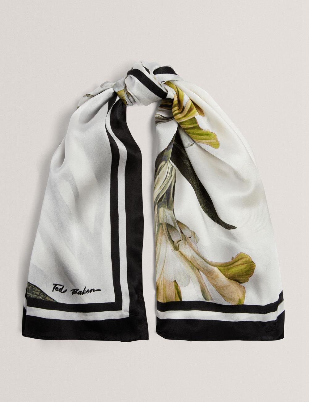 Women Ted Baker IRISSI - Floral Graphic Print Square Silk Scarves Ecru | India  LKAJ-06943