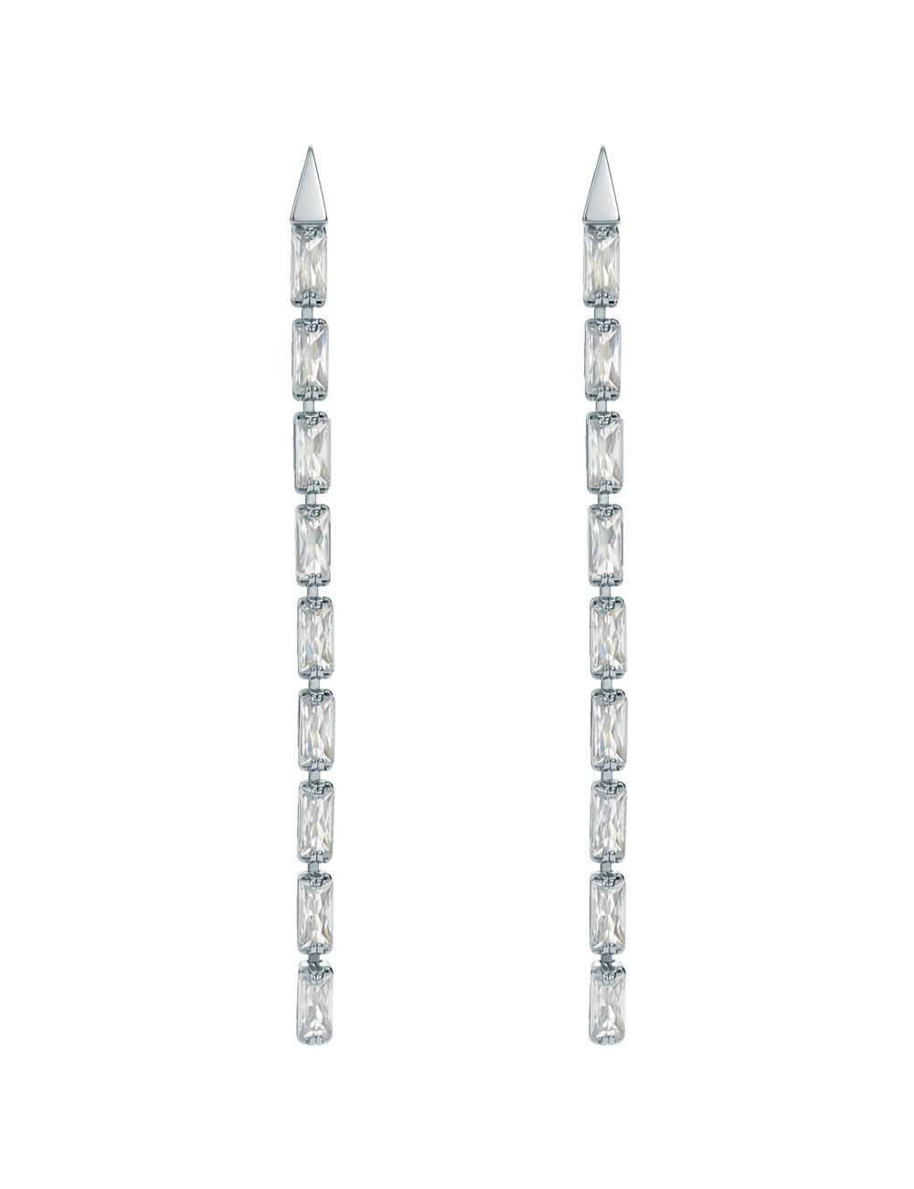 Women Ted Baker ISALIE - Baguette Crystal Long Drop Earrings Silver | India  IZXA-46873