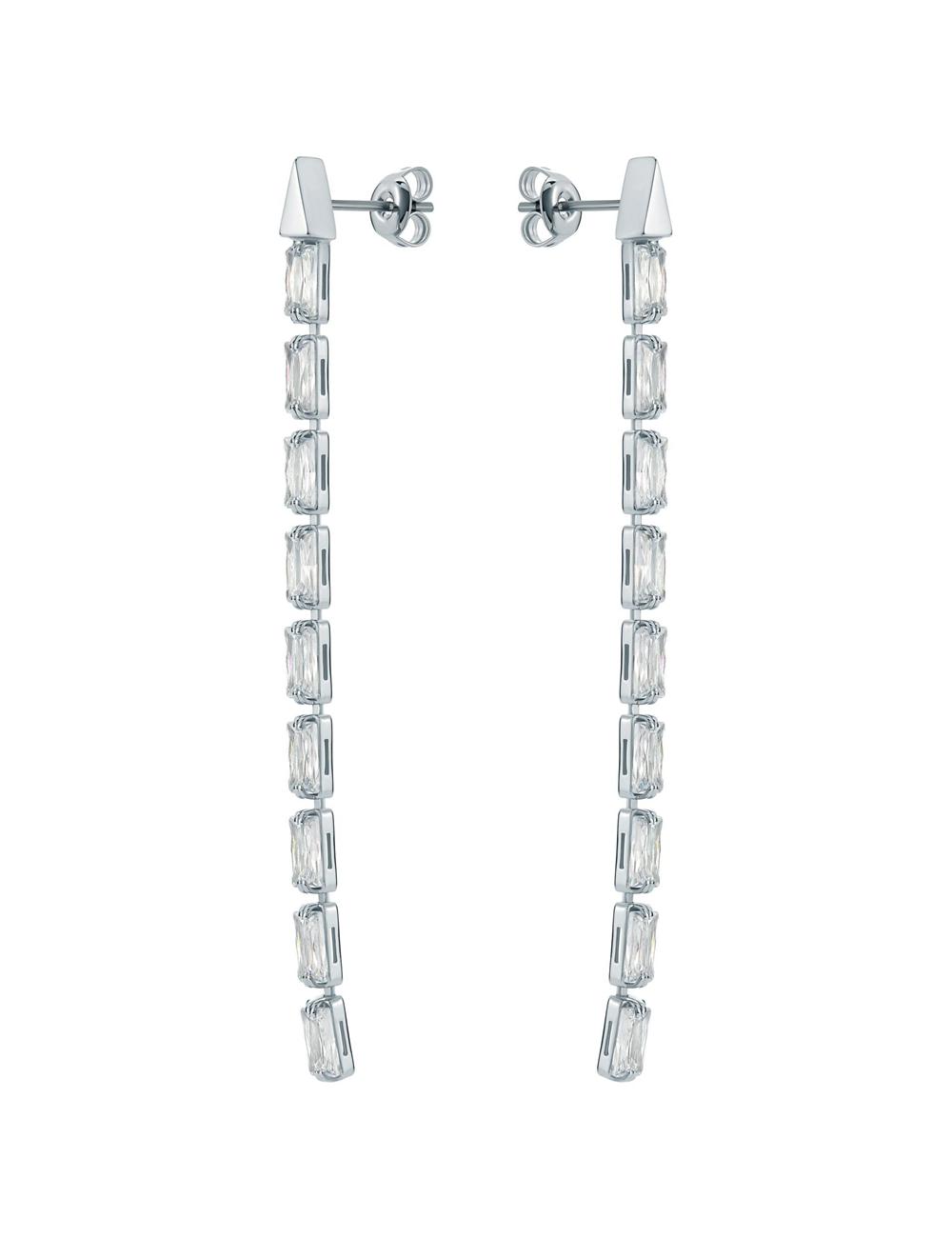 Women Ted Baker ISALIE - Baguette Crystal Long Drop Earrings Silver | India  IZXA-46873