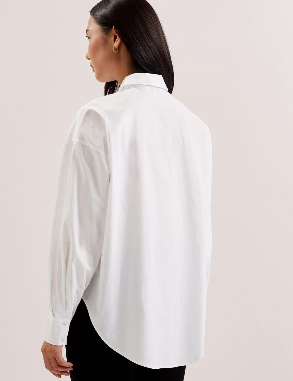Women Ted Baker IZOTE - Oversized Drop Shoulder Bib Detail Casual Shirts White | India  AOFL-82679