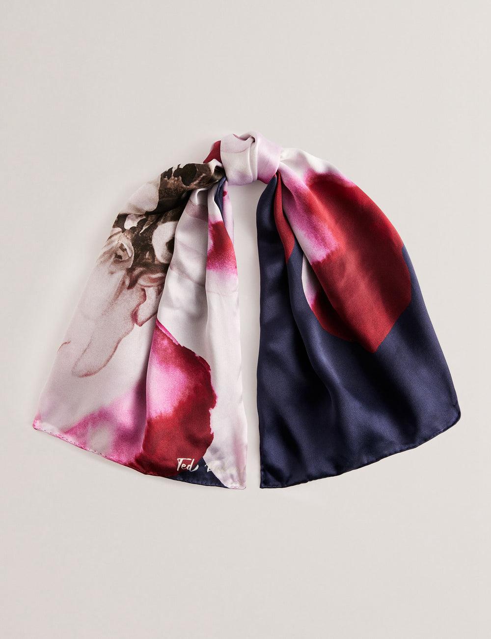 Women Ted Baker JANICES - Placement Floral Print Silk Square Scarves Dk-Blue | India  FYGS-46071