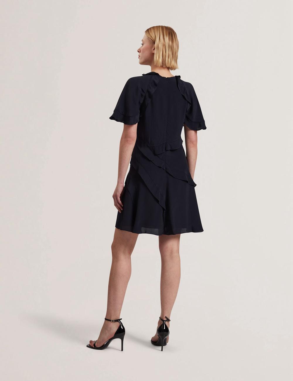 Women Ted Baker JOJII - Frill Trim Angel Sleeve Mini Dresses Navy | India  LYKN-75846