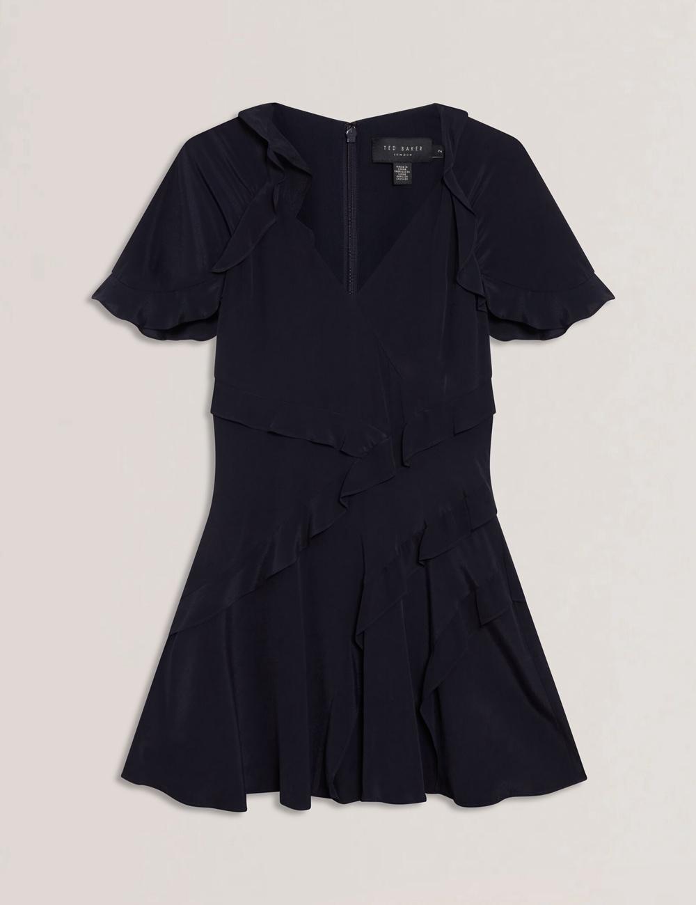 Women Ted Baker JOJII - Frill Trim Angel Sleeve Mini Dresses Navy | India  LYKN-75846