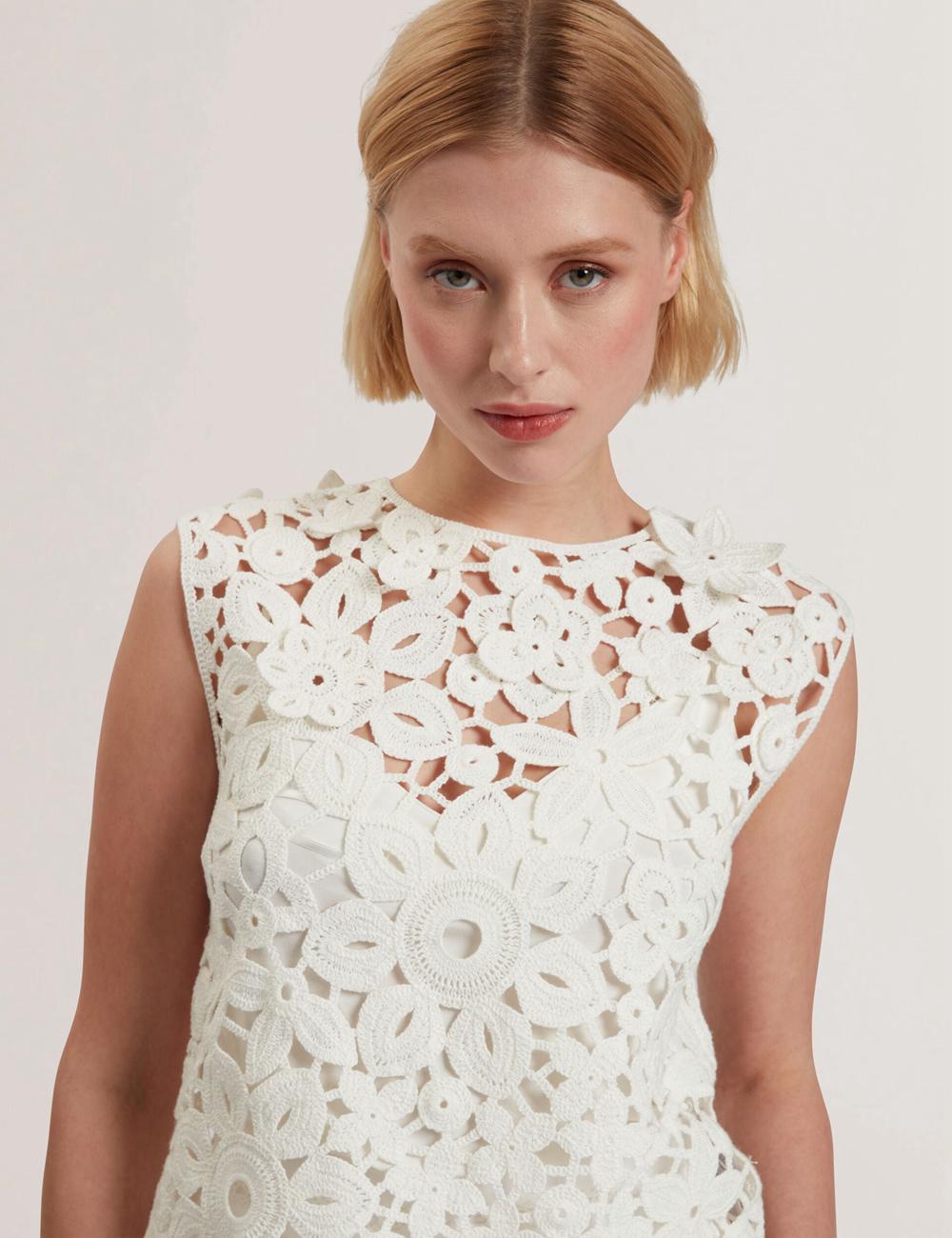 Women Ted Baker JOYYRA - Floral Crochet Knit Sleeveless Tops White | India  ERXB-51632