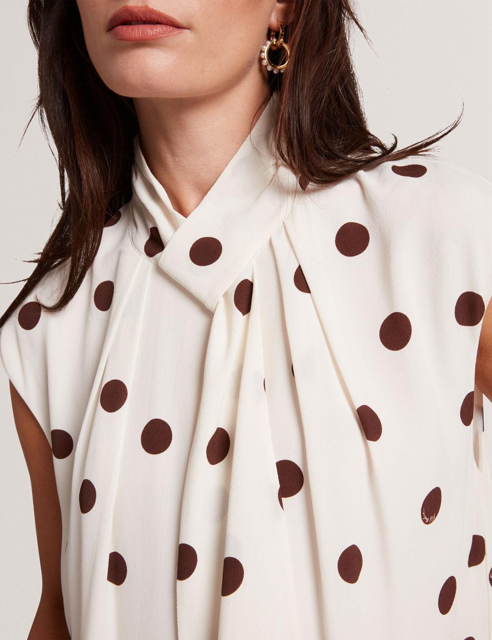 Women Ted Baker JUTUVA - Polka Dot Neck Shift Mini Dresses Ivory | India  SAWM-39801