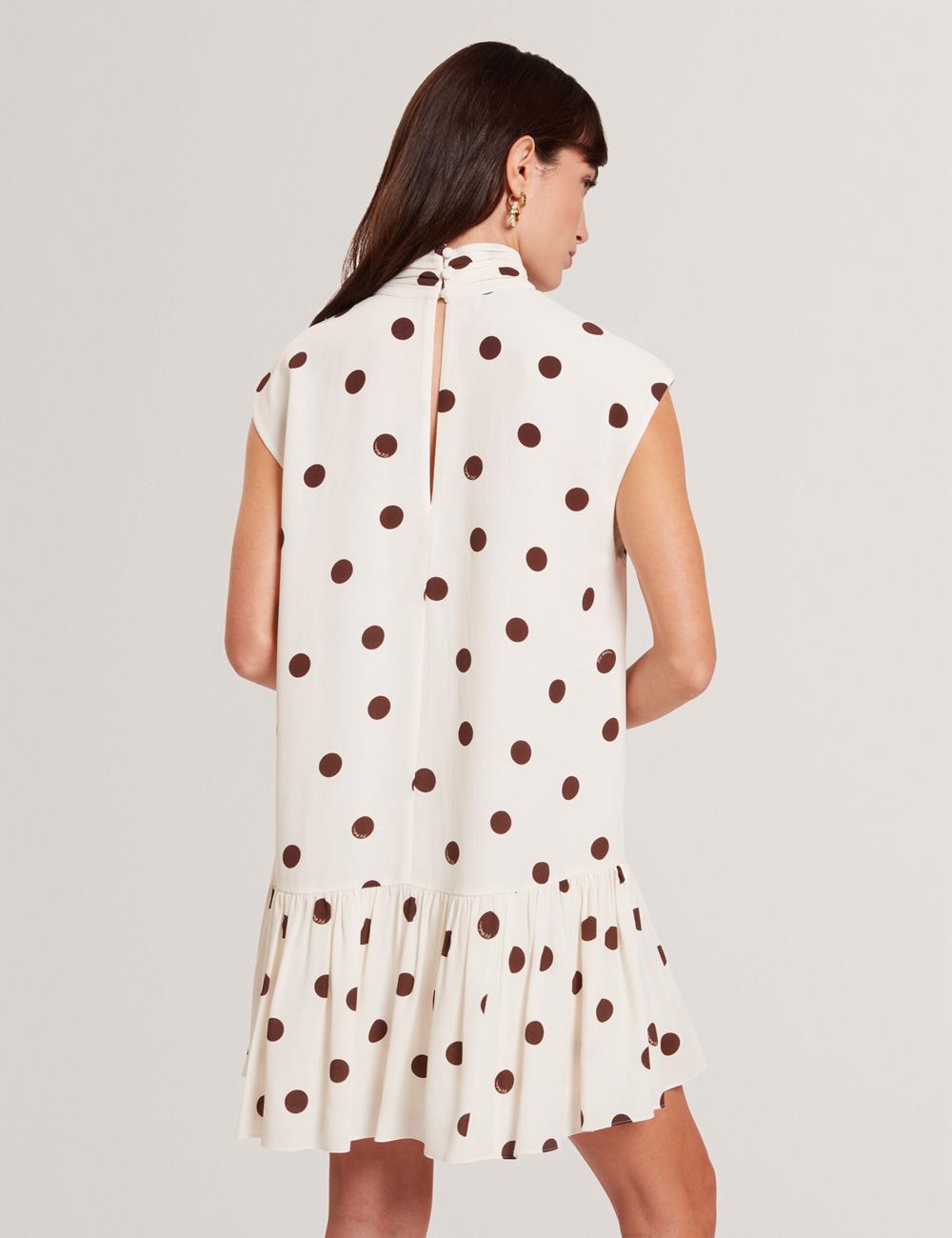 Women Ted Baker JUTUVA - Polka Dot Neck Shift Mini Dresses Ivory | India  SAWM-39801