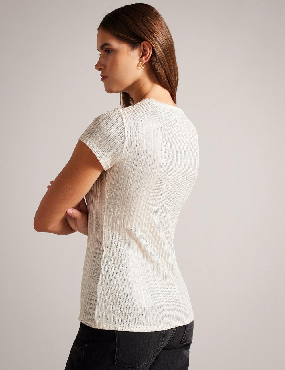 Women Ted Baker KATRINO - Metallic Short Sleeve Crew Neck Tops Gold | India  ETZW-20658