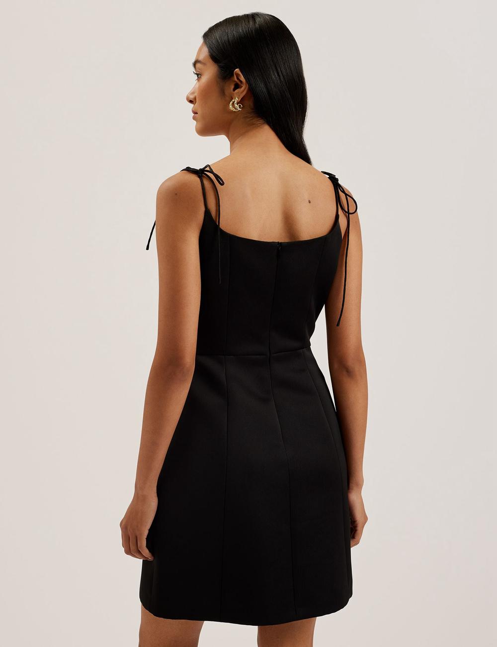 Women Ted Baker KAVALA - Strap Square Neck Mini Dresses Black | India  XABQ-12570