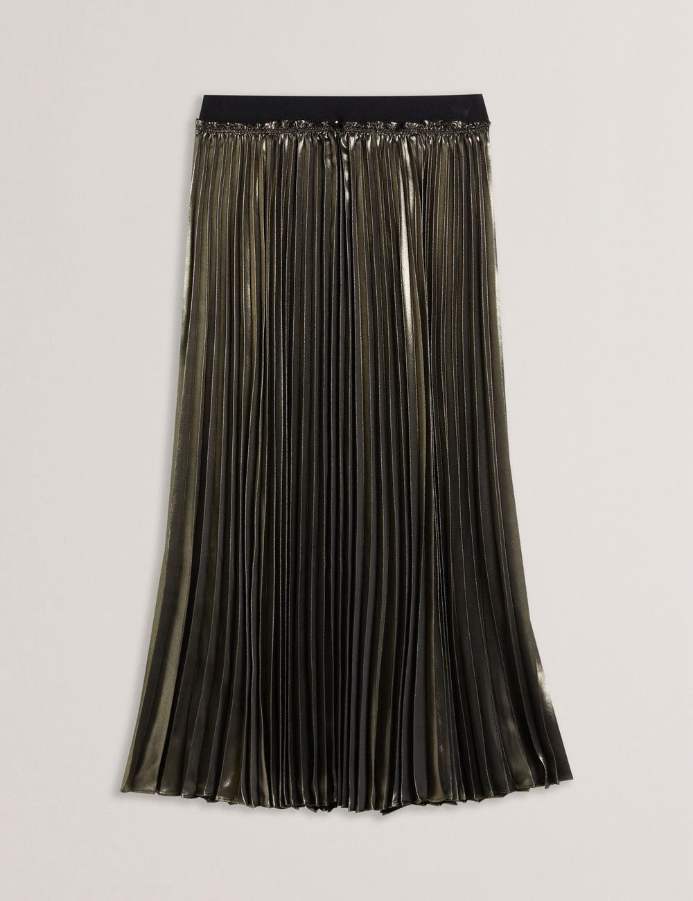 Women Ted Baker KESE - Metallic Pleated A-Line Midi Skirts Gold | India  TUSY-72854