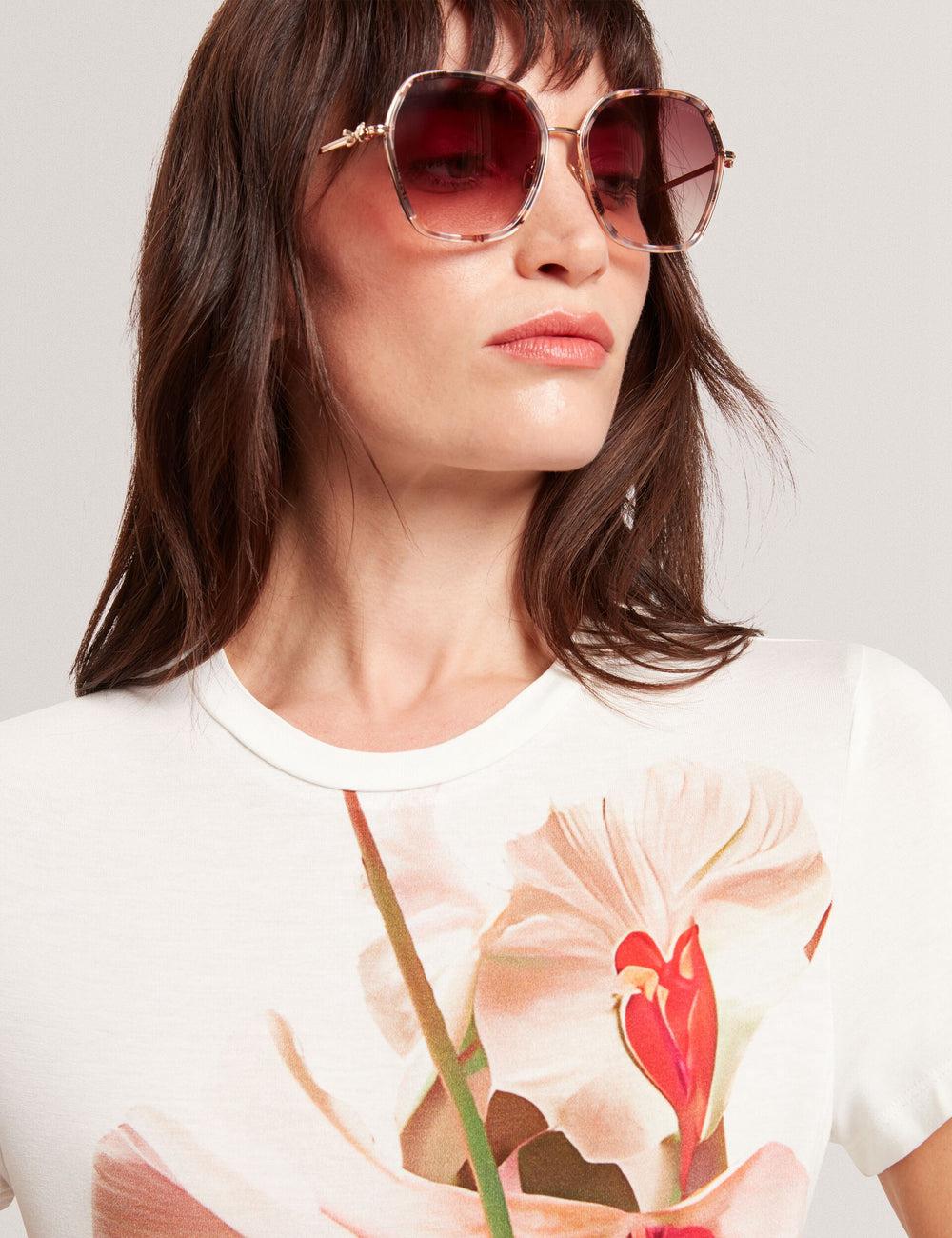 Women Ted Baker KIRA - Oversized Metal Frame Hexagon Sunglasses Gloss Pattern | India  BEJO-47912