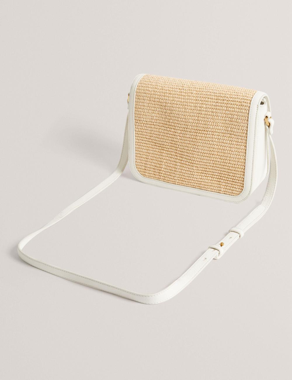 Women Ted Baker KKASSIA - Faux Raffia Twist Lock Crossbody Satchel Satchel Bags Ecru | India  YVXL-86207