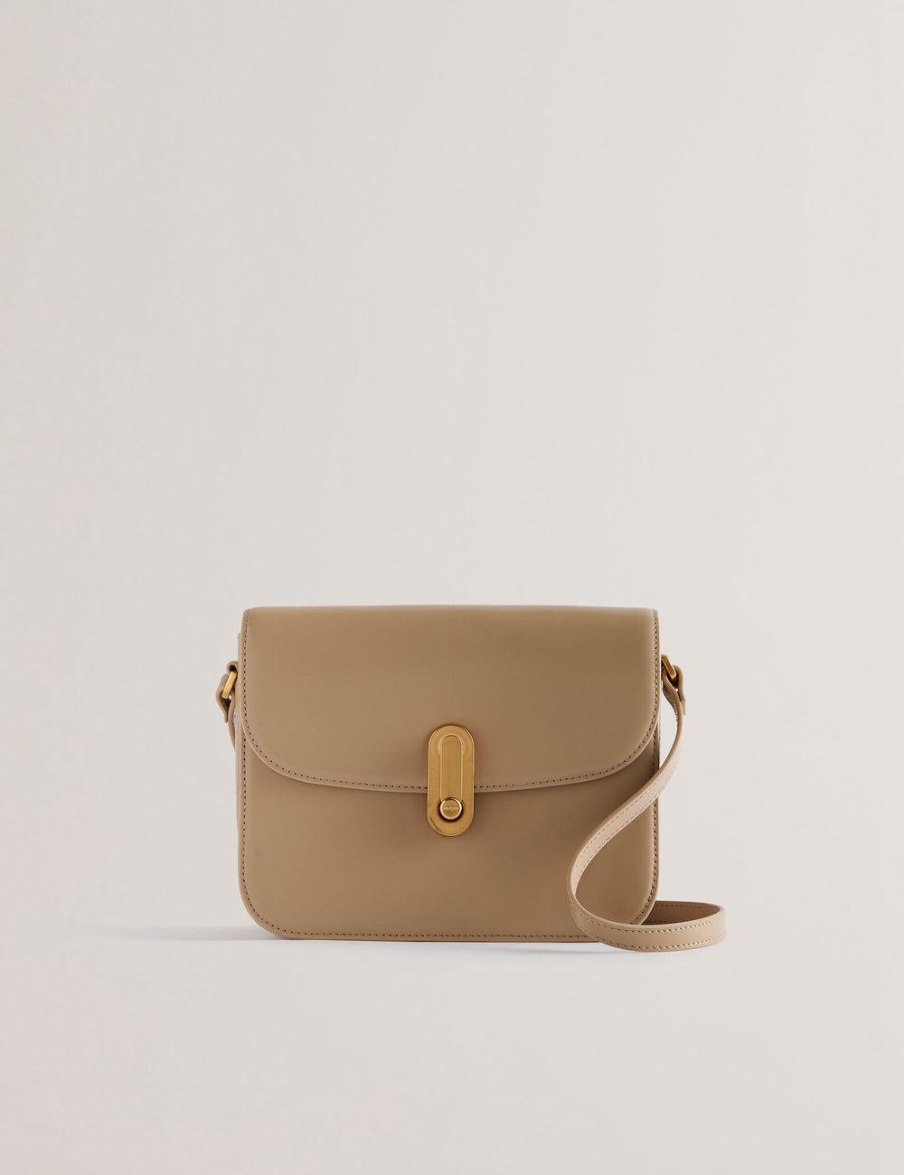Women Ted Baker KKAYLI - Polished Leather Crossbody Satchel Satchel Bags Taupe | India  ZUPS-32698