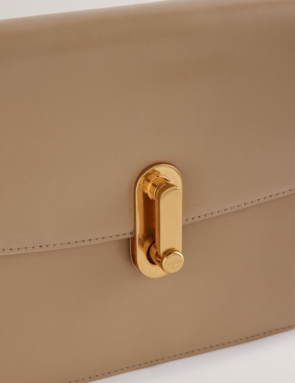 Women Ted Baker KKAYLI - Polished Leather Crossbody Satchel Satchel Bags Taupe | India  ZUPS-32698