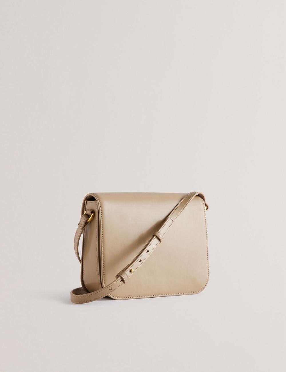 Women Ted Baker KKAYLI - Polished Leather Crossbody Satchel Satchel Bags Taupe | India  ZUPS-32698