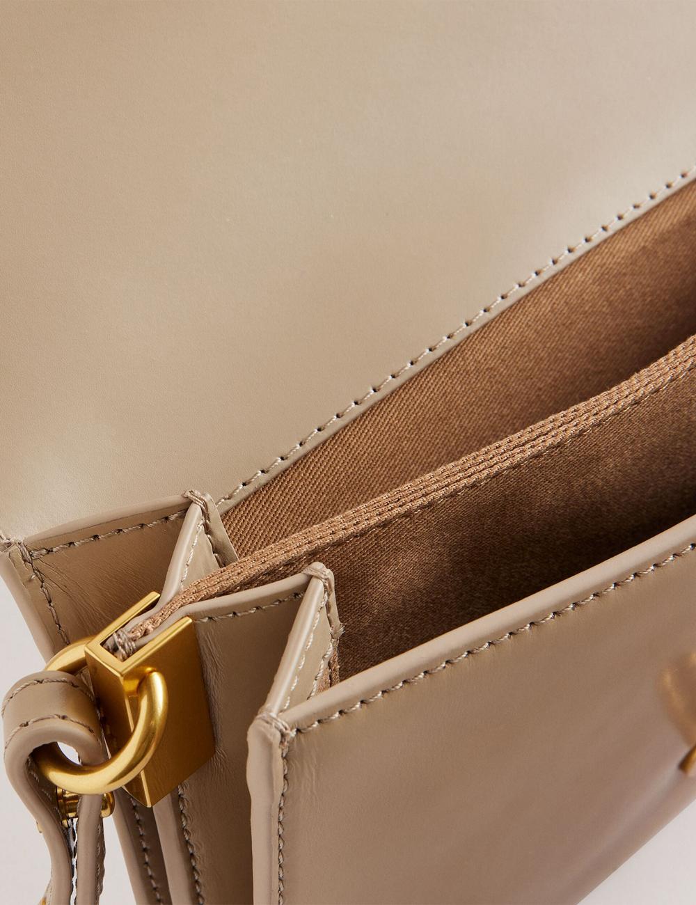 Women Ted Baker KKAYSA - Leather Twist Lock Small Crossbody Bags Taupe | India  GTYH-50196