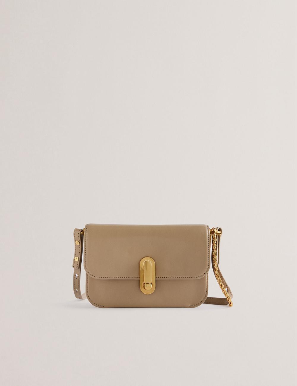 Women Ted Baker KKAYSA - Leather Twist Lock Small Crossbody Bags Taupe | India  GTYH-50196
