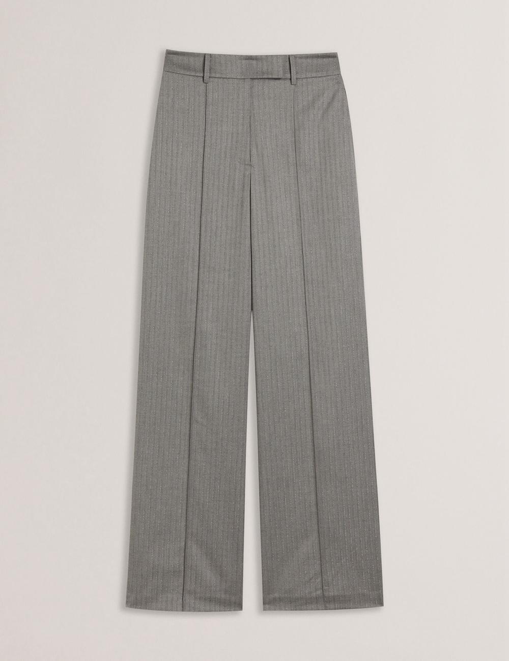 Women Ted Baker KOAT - Herringbone Wide Leg Tailored Trousers Dk-Grey | India  XRTB-31607