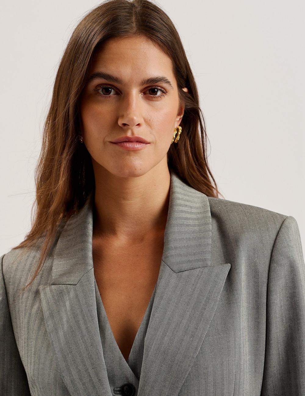 Women Ted Baker KOA - Oversized Herringbone Single Breasted Blazers Dk-Grey | India  VRGK-30546