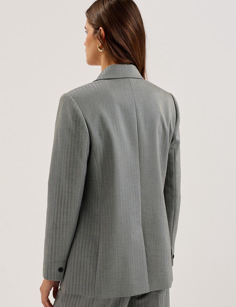 Women Ted Baker KOA - Oversized Herringbone Single Breasted Blazers Dk-Grey | India  VRGK-30546