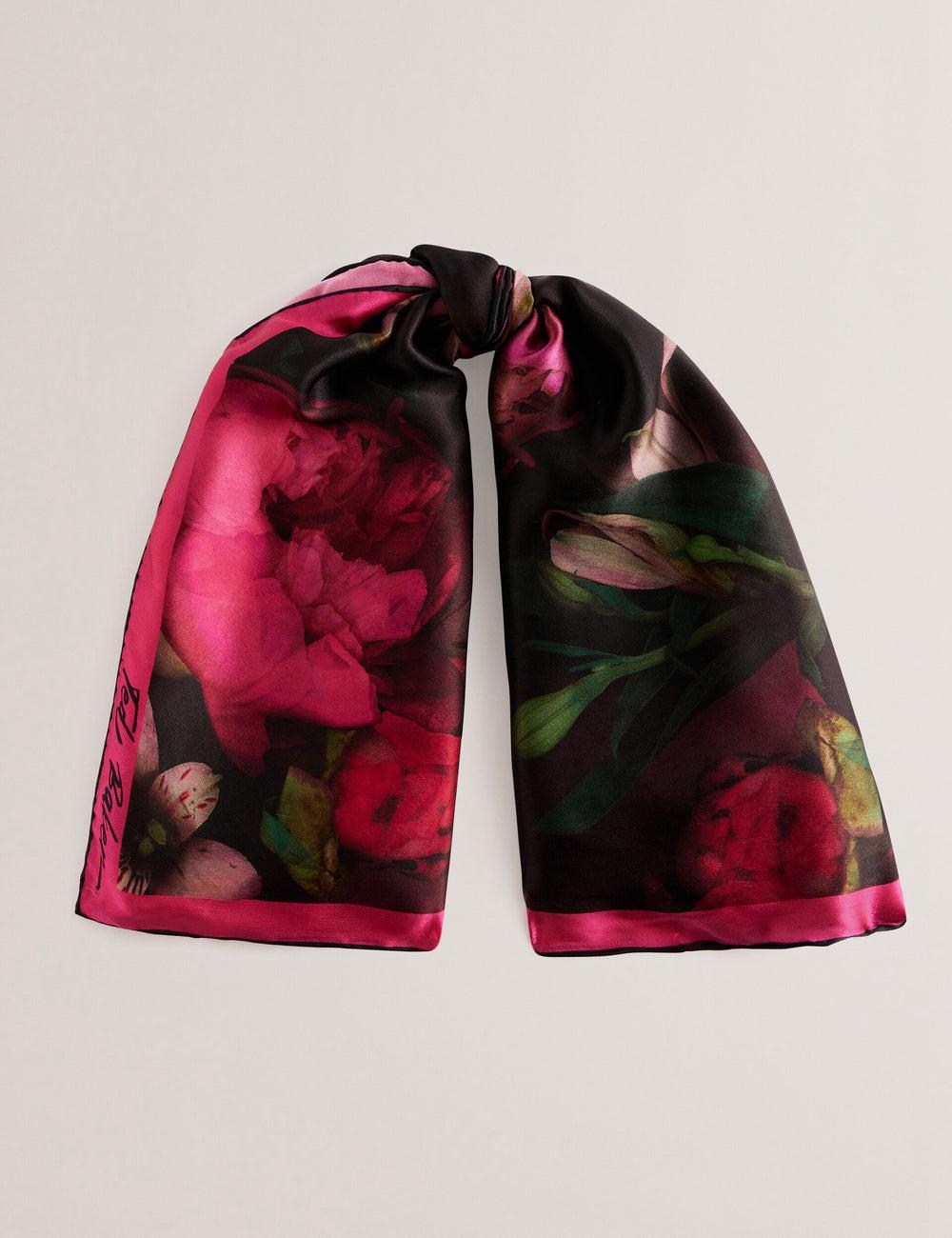 Women Ted Baker LEEEAA - Printed Silk Satin Square Scarves Black | India  CKDM-75824