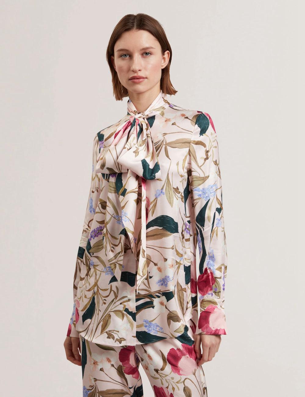 Women Ted Baker LEEYAA - Floral Print Neck Longline Blouses Pink | India  UWHS-78359