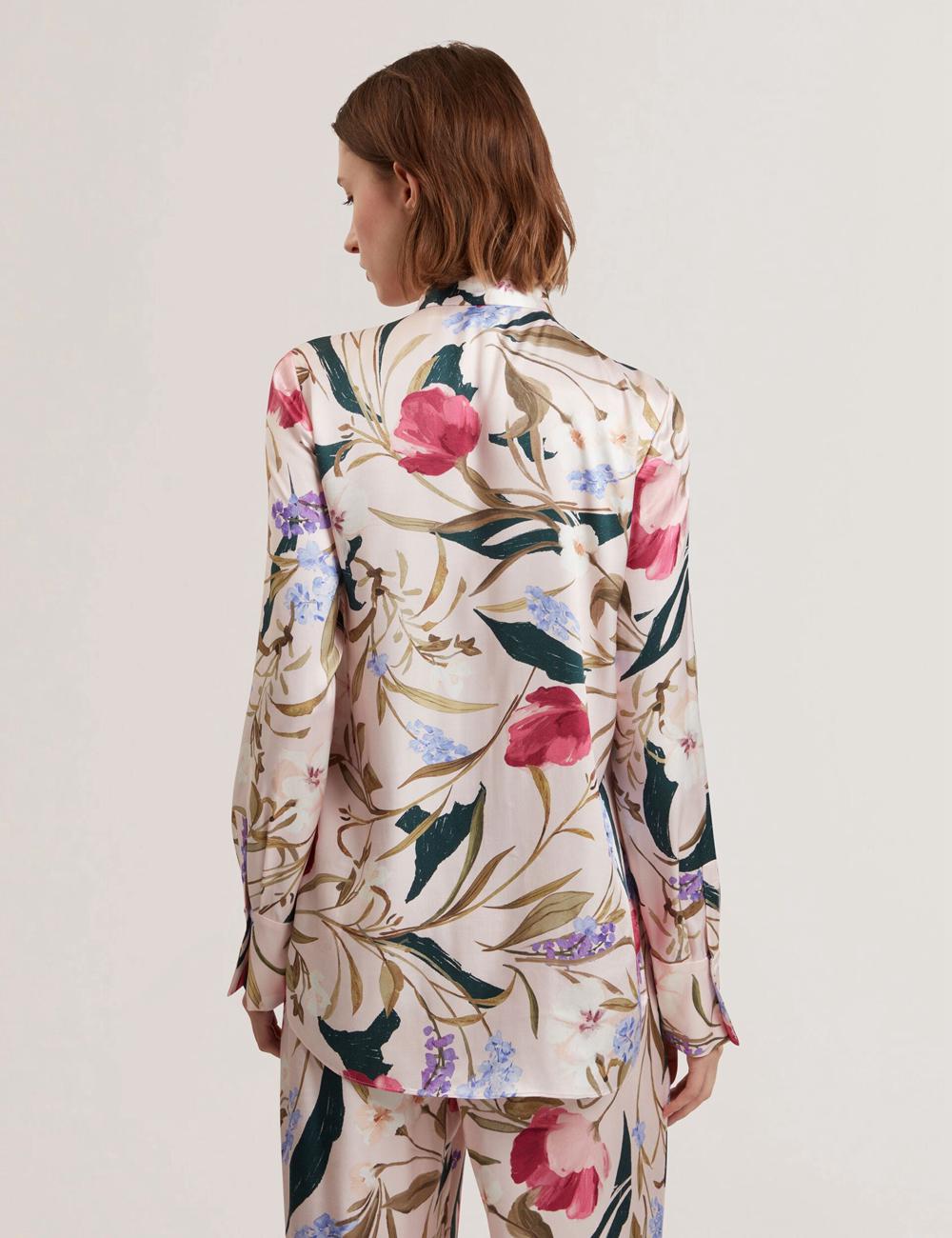 Women Ted Baker LEEYAA - Floral Print Neck Longline Blouses Pink | India  UWHS-78359