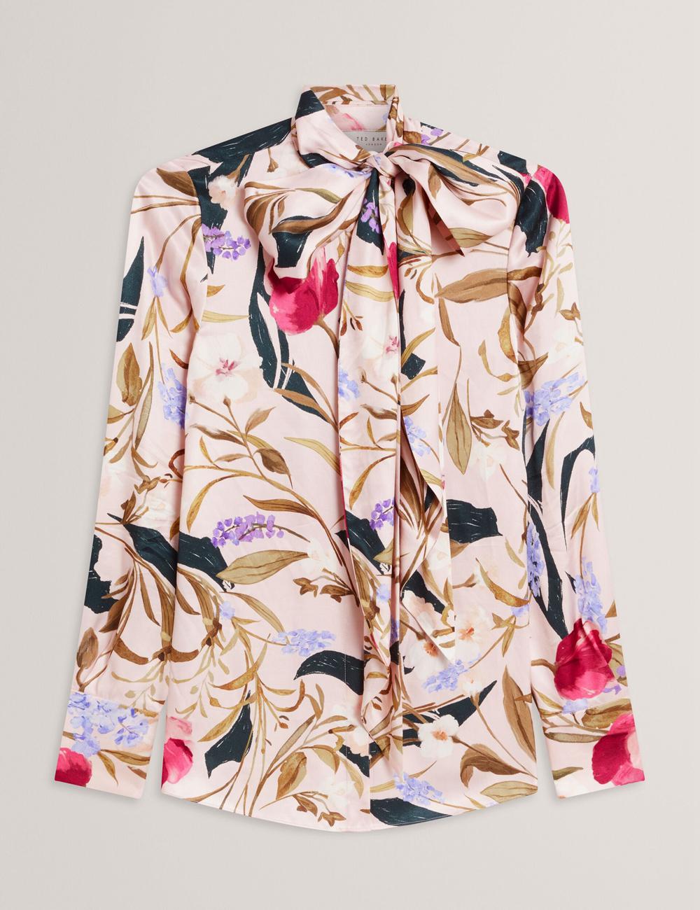 Women Ted Baker LEEYAA - Floral Print Neck Longline Blouses Pink | India  UWHS-78359