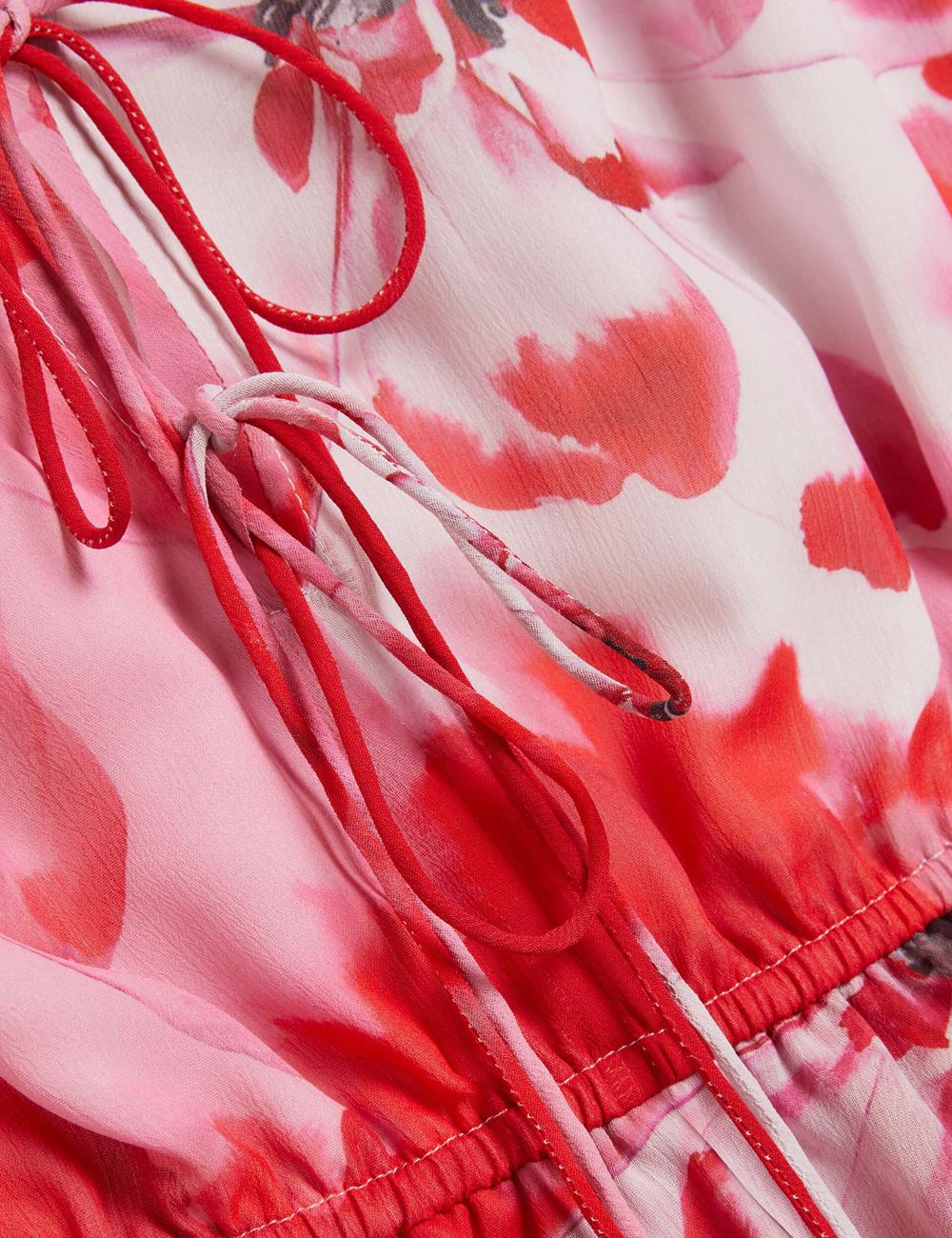 Women Ted Baker LEYNA - Floral Chiffon Front Mini Dresses Red | India  TGSD-82796