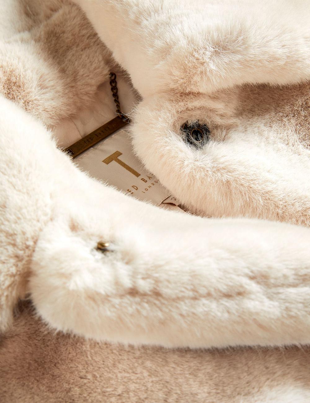 Women Ted Baker LILIAM - Faux Fur Collared Short Coat Jackets Ivory | India  SLTO-72341