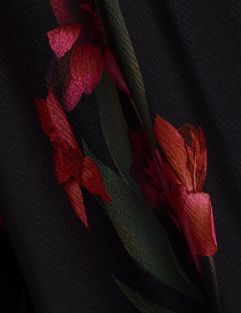 Women Ted Baker LUCERN - Floral Satin Off Shoulder Bias Midi Dresses Black | India  TPDB-59870