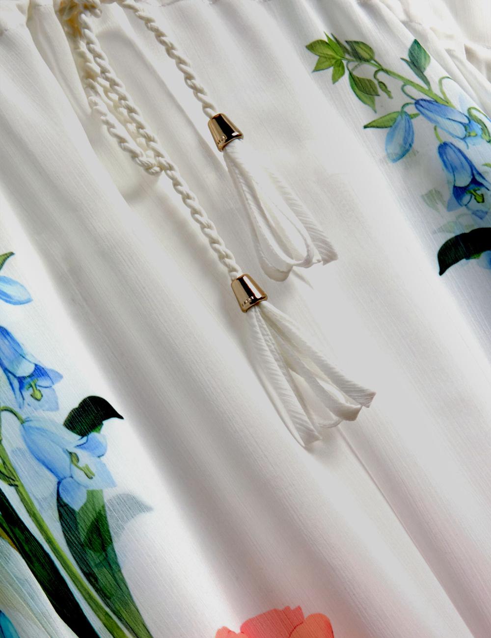 Women Ted Baker LUUSAA - Floral V-Neck Maxi Kaftan Beach Dress Cover Ups White | India  WIVC-25438