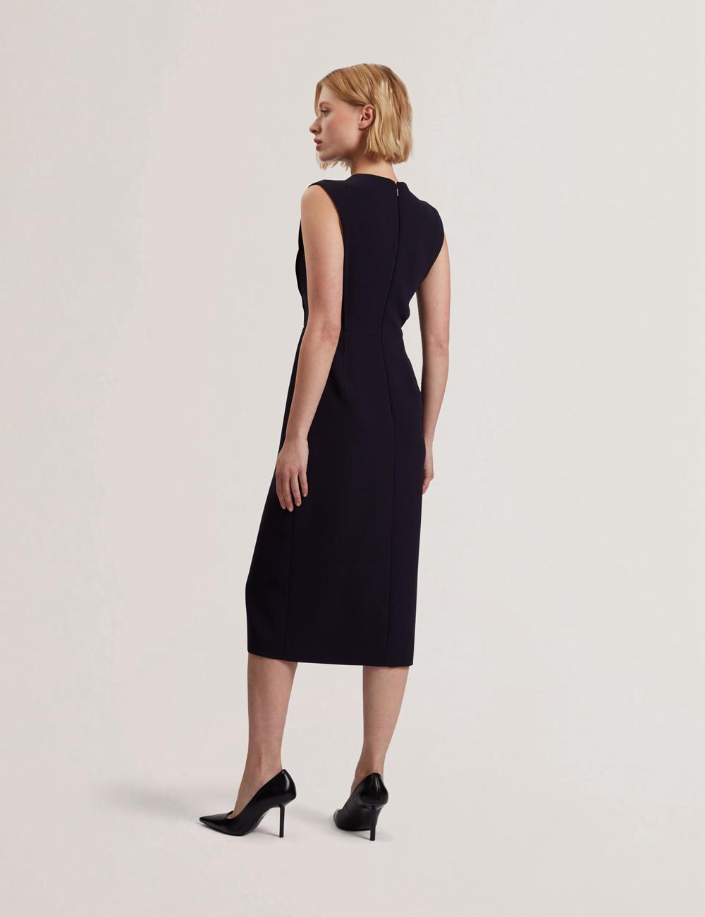 Women Ted Baker MANABDL - Tailored Sleeveless With Front Split Midi Dresses Navy | India  BCAX-06932