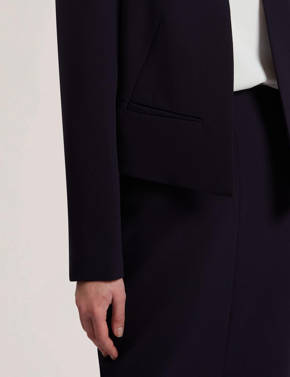 Women Ted Baker MANABJL - Tailored Round Neck Cropped Open Jackets Navy | India  NQIM-37821