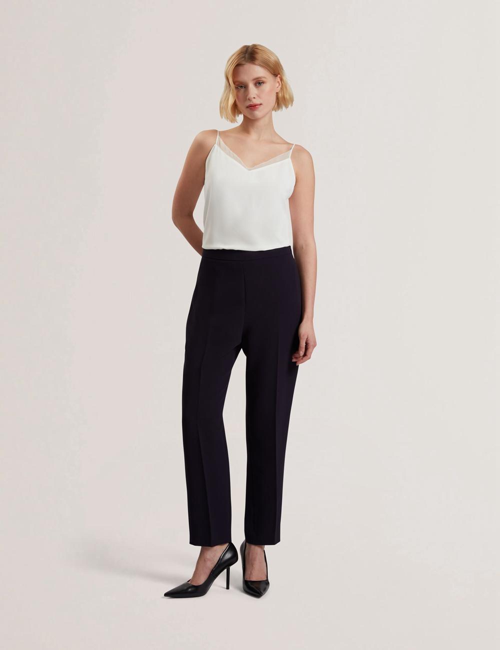 Women Ted Baker MANABTL - High Waist Tapered Leg Tailored Trousers Navy | India  JOBA-18365